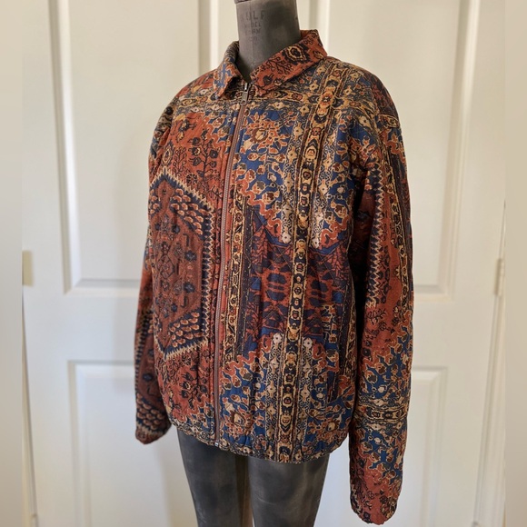 Urban Outfitters Quilted Printed Jacket NWT Choc Brown Size S - Picture 7 of 13
